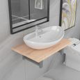 Chic - Ensemble Meuble de salle de bain simple vasque + étagère - 2 pcs Mobilier Armoire de salle de bain Céramique - Chêne @448868-2