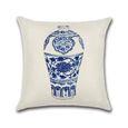 6 pcs Housses de coussin en tissu imprimé 45x45 cm pour Décoration du Accueil Hotel Festival #2045 Porcelaine bleue et blanche-2