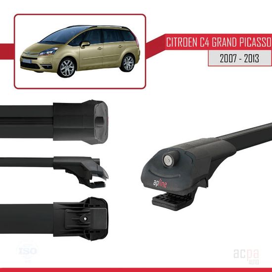 Barres De Toit En Acier Noir Pour Citroën C4 Hayon (2010-2017) - Porte-bagages 75kg - Pour Toit Normal