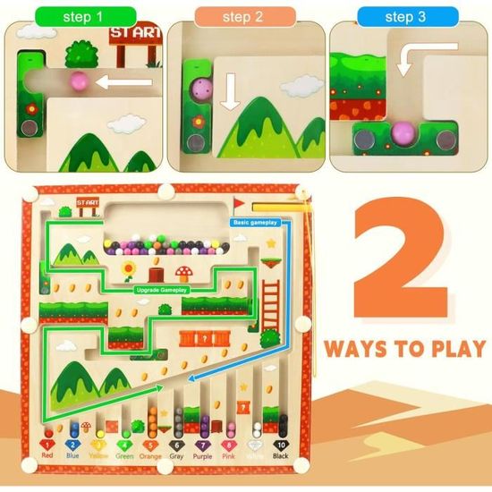 Jouet Montessori Magnétique Chiffres Et Couleurs - Labyrinthe Bois Pour Enfants 3-6 Ans