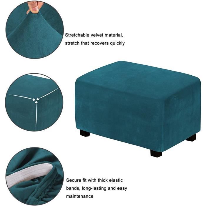 Housse Extensible Pour Pouf Rectangulaire - Tissu Polyester/spandex, Taille Ajustable 120-160cm, Gris Clair, Lavable Machine