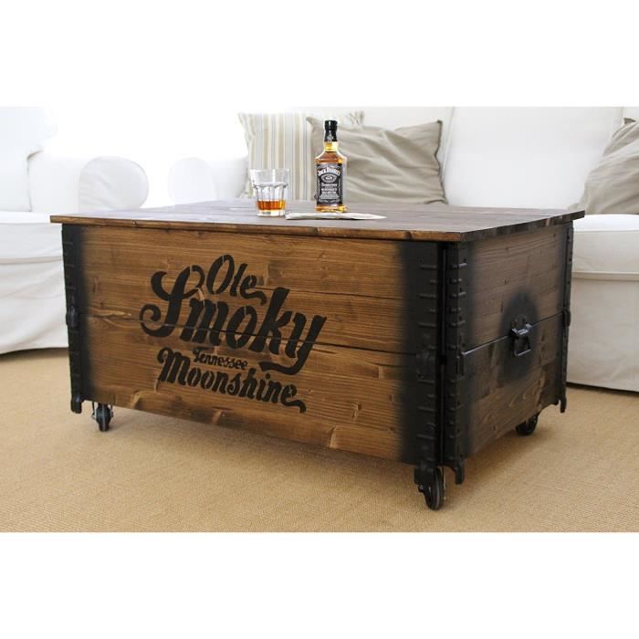 PRISTA | Table basse coffre en bois table d'appoint vintage style