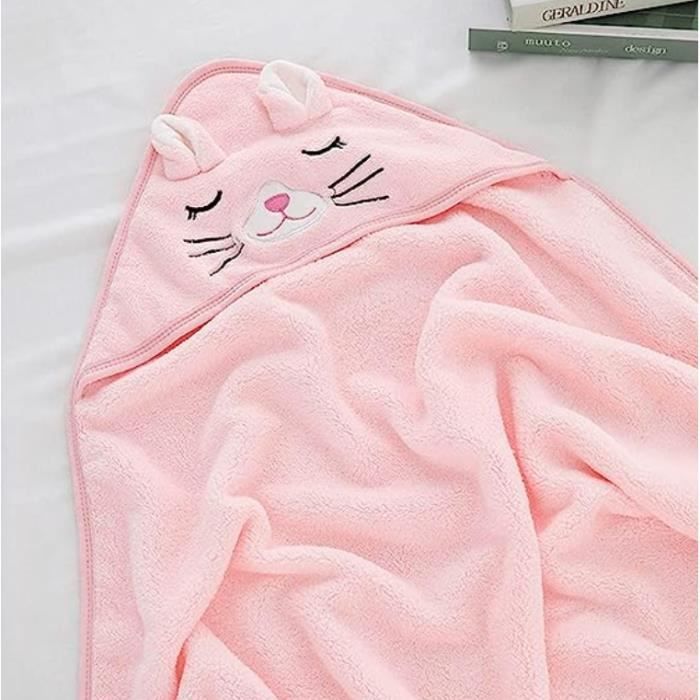 Cape De Bain à Capuche Lapin - Serviette Douce Et Absorbante Pour Bébé 0-24 Mois