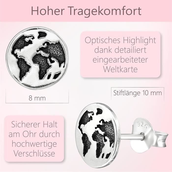 Clou d'oreille en argent sterling plaqué rhodium ''Boule'' 4 mm | En