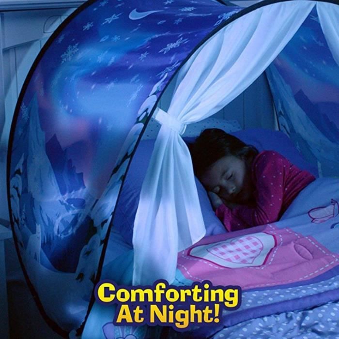 Tente Pop-up Lit Enfant – Licorne, Dinosaure, Ciel étoilé – 220x80 Cm – Avec étoiles Et Masque