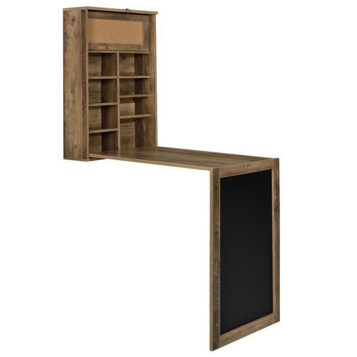 Table Pliante Murale 100x50 Cm - Bureau Ou Table à Manger Escamotable | Finition Pierre Blanche
