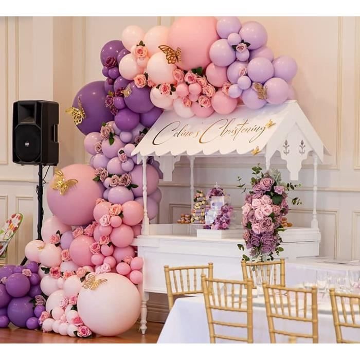 Arche de Ballon Rose et Violet 120Pcs Guirlande de Ballons Anniversaire  Mariage Fête - Cdiscount Maison