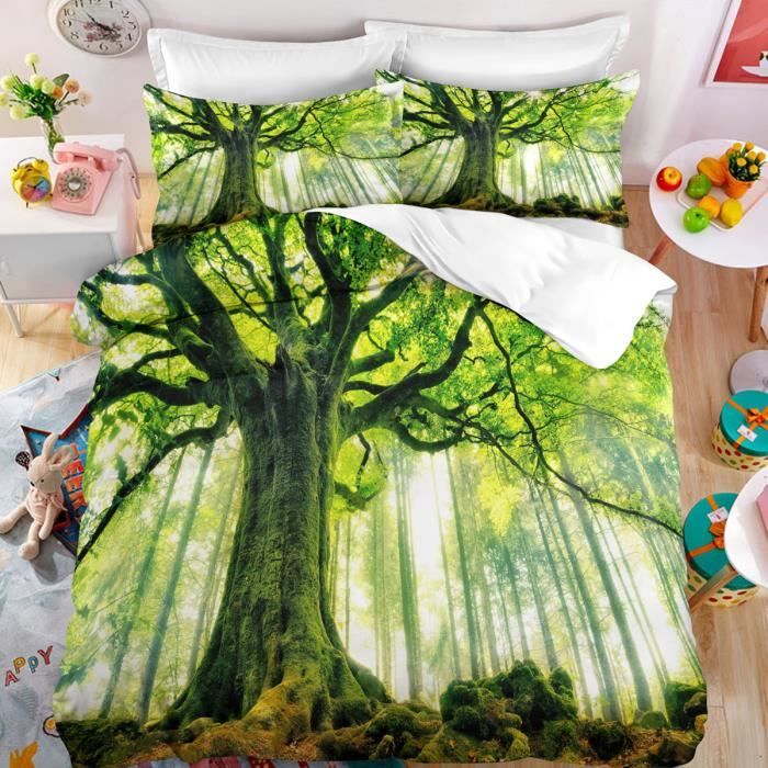 Housse De Couette 240 X 260 Parc, Parure De Lit 2 Personnes Paysage D'automne 3D Imprimé Doux Microfibre Housse Couette Parc Avec Fermeture éclair 2 X Taie D'oreiller D587