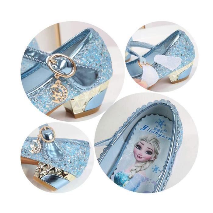 Fille Talons Hauts Chaussures de Princesse Reine des Neiges Elsa Anna Paillettes D guisement Halloween No l Carnaval Cosplay