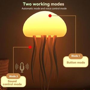 Vibbang Lampe Méduse, Veilleuse LED en Forme de Méduse, Lampe de Chevet