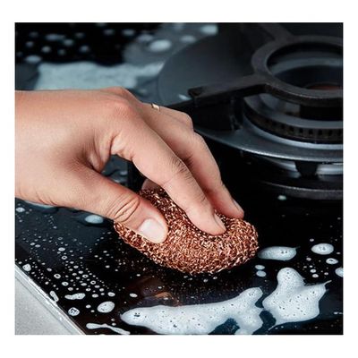 Eponge Grattoir En Cuivre Pour Vaisselle - Lot De 4 - Nettoyage Casseroles, Poêles, Grils - Résistante Et Durable