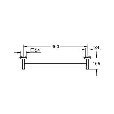 GROHE Start Cube Barre Porte-Serviettes Double 654 Mm Chromé – Fixations Cachées Salle De Bain Moderne