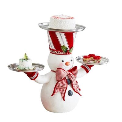 Plateau De Service En Bois Forme Bonhomme De Neige - 23,5x15 Cm - Parfait Pour Les Fêtes De Noël