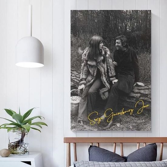 Poster Jane Birkin Et Serge Gainsbourg 20x30 Cm - Noir Et Blanc - Décoration Murale Vintage