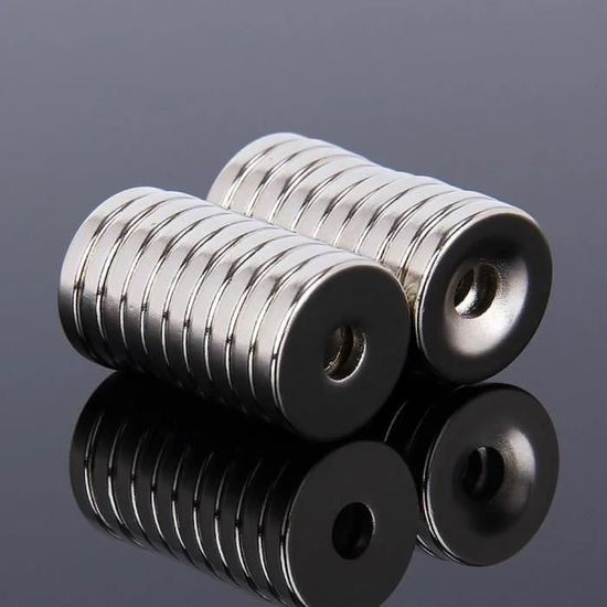 40 Aimants à Visser Néodyme N50 – 15mm X 3mm, Trou 4mm, Ronds, Puissants, Sans Marque