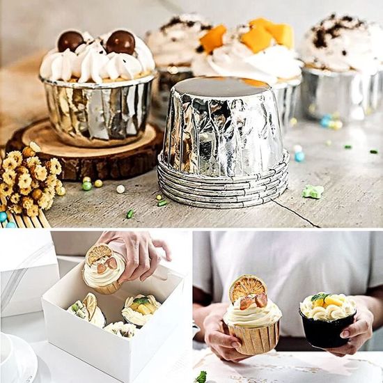 Caissettes Cupcake100 Caissettes Muffins Papier Aluminium pour Cupcakes et  Muffins (Or Rose) 39 - Cdiscount Maison