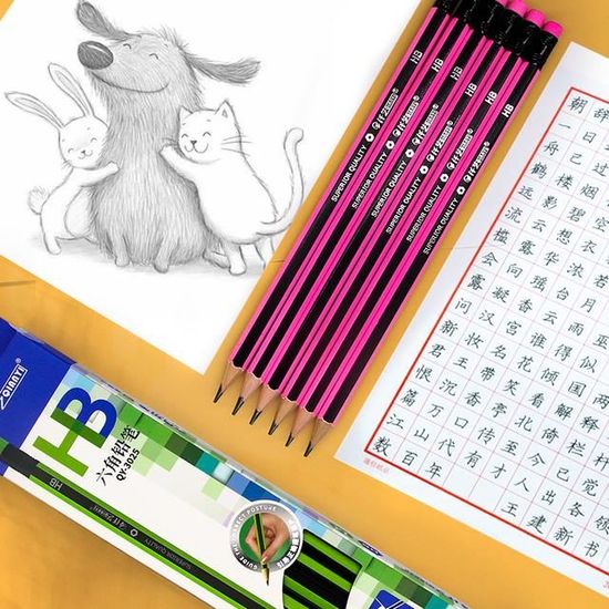 Crayons HB #2 Avec Capuchons Animés - 15 Pièces - Pour Enfants Et Dessin