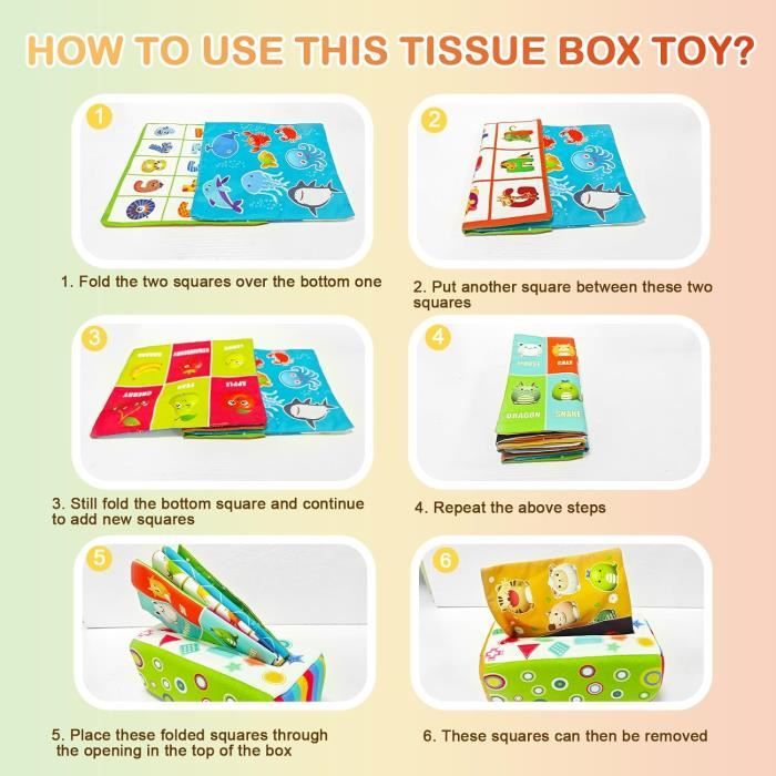 Jouet Bébé Boîte à Mouchoirs - Sensoriel, 6-12 Mois, Tissu Doux - Éveil Et Motricité
