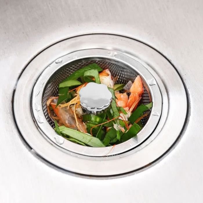 Filtre d'évier avec bouchon en acier inoxydable pour la cuisine - 8,3 x 3,5  x 4,4 cm