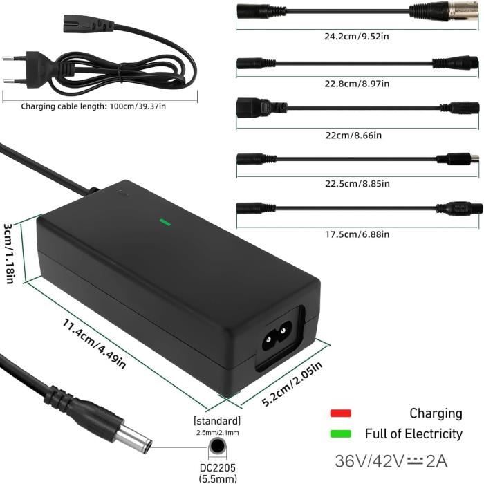 HPGAAVD 42V 2A Chargeur Trotinette Electrique pour Xiaomi M365,Pro,Pro 2,Mi 3,1s,36V Chargeur Universel Batterie Lithium pour Ninebot G30/E/F Series,DC 8MM Prise Charrgeur Rapide pour Scooter HPGAAVD 42V 2A Chargeur Trotinette Electrique pour Xiaomi M365,Pro,Pro 2,Mi 3,1s,36V Chargeur Universel Batterie Lithium pour Ninebot G30/E/F Series,DC 8MM Prise Charrgeur Rapide pour Scooter