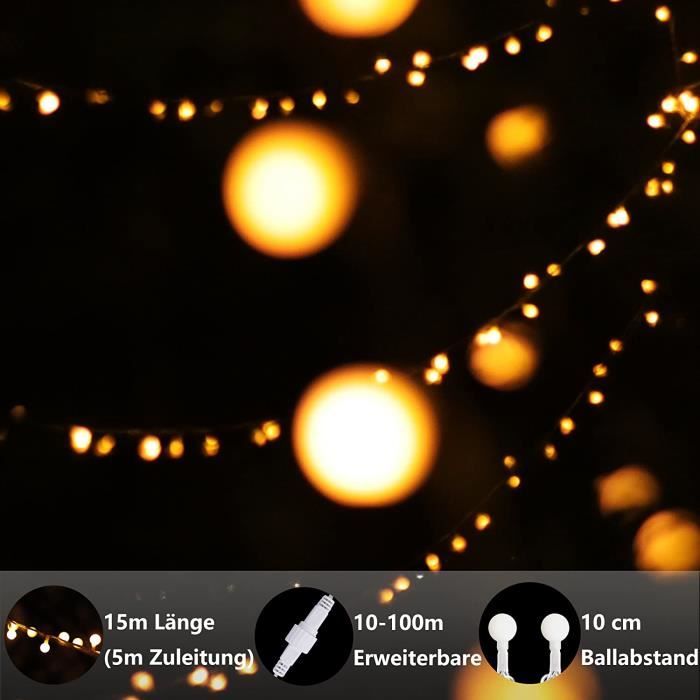 Guirlande Lumineuse avec Télécommande, Lumières Décoratives Blanches  Chaudes, 100 Petites Boules, Décoration pour intérieur et extérieur,  Raccordable : : Luminaires et Éclairage