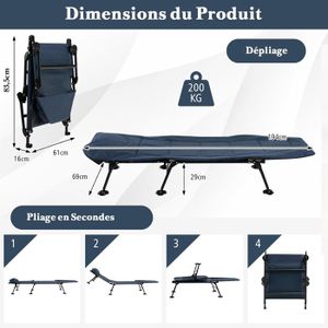 Lit De Camping Pliable Coleman - Armature Alu Vert, Style Militaire (occasion)