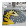 Tapis Chambre D Enfant Designe Licorne Gris Blanc Jaune 120x170