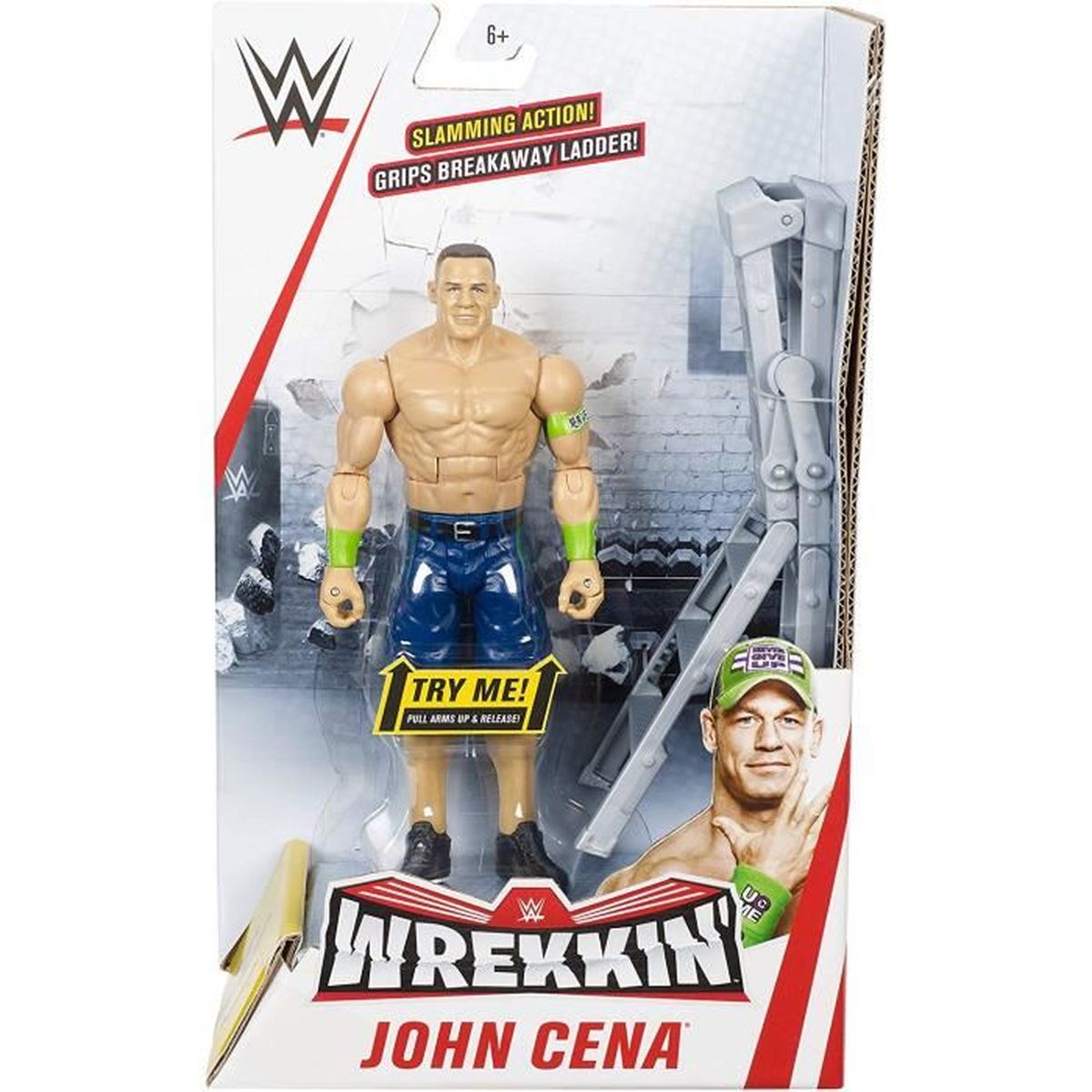 Wwe Coffret Wrekkin Figurine de Catch Articulée John Cena 17cm et Une Échelle Ggp04 Jouet à Collectionner 