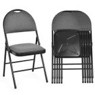 Chaise Pliante Intérieur Lot de 4 - RELAX4LIFE - Siège Rembourré - Chaise de Conférence en Métal - Tissu Doux - Charge 120KG - Gris