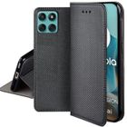 HTDMOBILES Housse etui portefeuille avec coque interieure en silicone pour Motorola Edge 60 / 60 Fusion 5G + film ecran - NOIR MAGNET