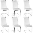 BRAND Lot de 6 Chaise de Salle à Manger Chaise Cantilever en Simili Blanc 44*46*101cm