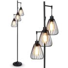 GOPLUS Lampadaire Industriel en Métal à 3 Têtes en Forme de Larme, Lampe à Pied Débout avec Design Rétro et Hauteur 170 CM, Noir
