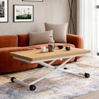 IDMARKET Table basse extensible relevable en table à manger rectangulaire URBANA 100 cm plateau façon hêtre pied blanc