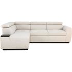 CASAPY Canapé d'angle convertible réversible - 4/5 places - KELIO - Tissu Beige - 3 tétières - 245 x 184 x 77/87 cm