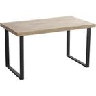PEGANE Table à manger rectangulaire en bois coloris chêne clair - pieds noir - Longueur 140 x profondeur 80 x hauteur 76 cm
