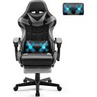 FERGHANA Soontrans Chaise gaming, Fauteuil de Bureau Gamer Ergonomique avec Appui-tête et Oreiller lombaire de massage,Hauteur réglable,Gris