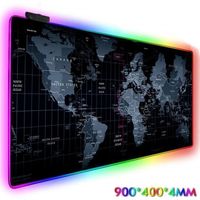 Lumineux LED Light Carte du Monde Tapis de souris Gaming Carte LED Rétro-Eclairage RVB avec câble USB - Extended Control