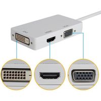 3 EN 1 Adaptateur Mini Dp vers HDMI / DVI / VGA pour MacBook / MacBook Pro / MacBook Air Noir