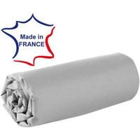 Drap housse - 120 x 190 cm - 100% coton - 57 fils - Made In France - Gris