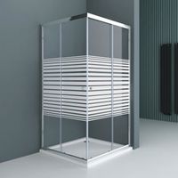 Cabine de douche pare douche design 70x70x190cm Rav16 avec verre de securite de 6 mm transparent avec bandes opaques et son