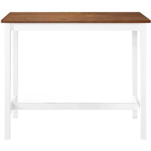 TABLE À MANGER SEULE Table de bar en bois massif avec dessus en MDF plaqué - ARAMOX - Marron et blanc - Contemporain - Design