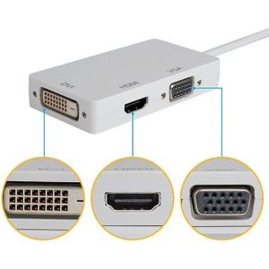 CÂBLE AUDIO VIDÉO 3 EN 1 Adaptateur Mini Dp vers HDMI / DVI / VGA po