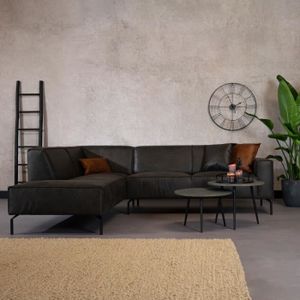 CANAPÉ FIXE Canapé d'angle industriel Livin24 Kansas anthracite gauche - Confortable et durable en cuir écologique