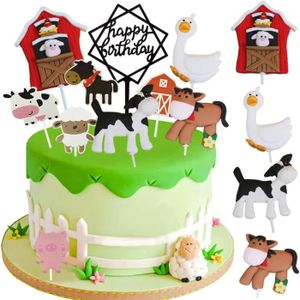 MEZHEN Décoration de gâteau en forme de vache - Décoration d'anniversaire -  Pour la ferme, le gâteau - Décoration de gâteau - Happy Birthday -  Décoration rurale C : : Cuisine et Maison