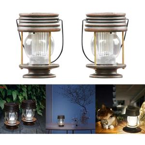 LAMPION Lanterne Extérieur À Lumière Solaire - Pack De 2 Lampes Suspendues Rétro Jardin - Étanche - Métal - LED