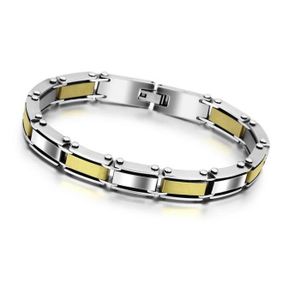 TRES BEAU BRACELET GOURMETTE HOMME ACIER ARGENTE OU DORE TOUT A 5,99 NEUF