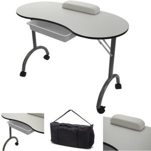 AlightUp Table de Manucure Pliante Professionnelle avec Tiroir et Roulettes  Table Onglerie/Bureau Manucure/Bureau Onglerie/Sac Ne Pèse Que 9 KG