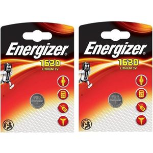 PILES ENERGIZER Cr1620 DL1620 Lot de 2 piles boutons au lithium pour clés de voiture 3 V validité juillet 2026