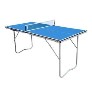 TABLE TENNIS DE TABLE COUGAR Table de Ping Pong Mini 1500 Basic Portable Bleu - Cadre Robuste Aluminium, Protections Angles
