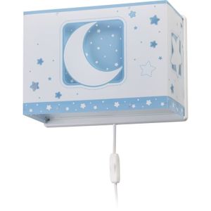 APPLIQUE  Dalber - Applique murale enfant - Moonlight - Motif lune et étoiles, L 13 cm, H 30 cm, Bleu